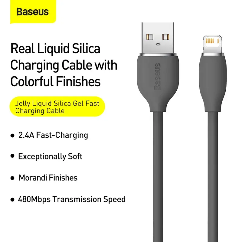 Cable de datos USB 2.0 Baseus Jelly Lightning a USB-A 1,2 m, negro