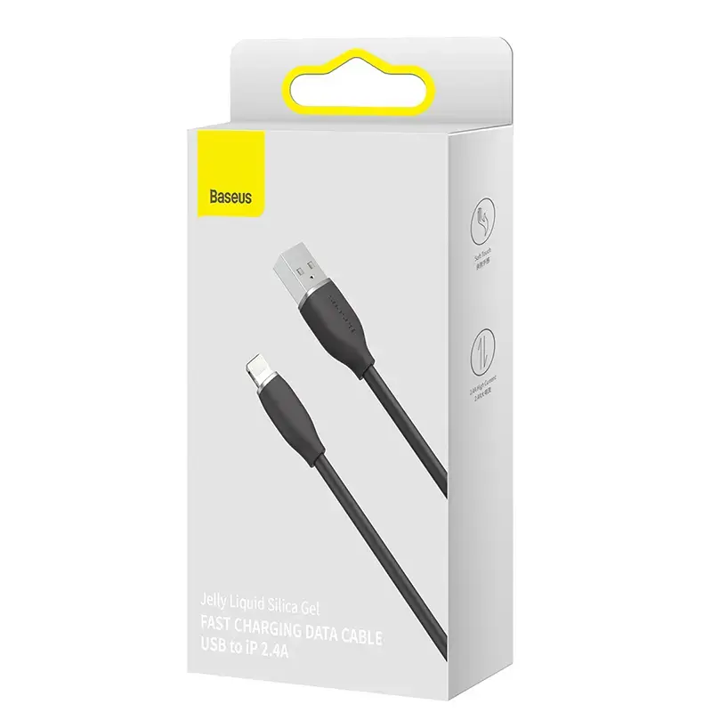 Cable de datos USB 2.0 Baseus Jelly Lightning a USB-A 1,2 m, negro