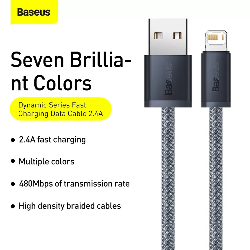 Cable Baseus Dynamic 2 m gris Lightning a USB-A