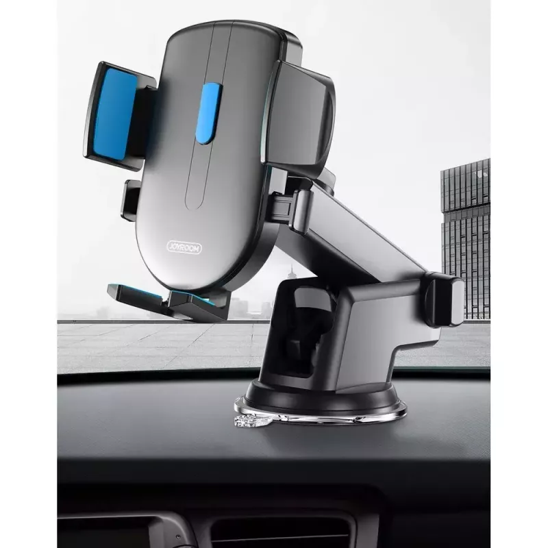 Joyroom JR-OK3 soporte de coche para teléfono con brazo telescópico extensible para salpicadero y parabrisas, giro de 210°, 4–6,7 pulgadas, negro