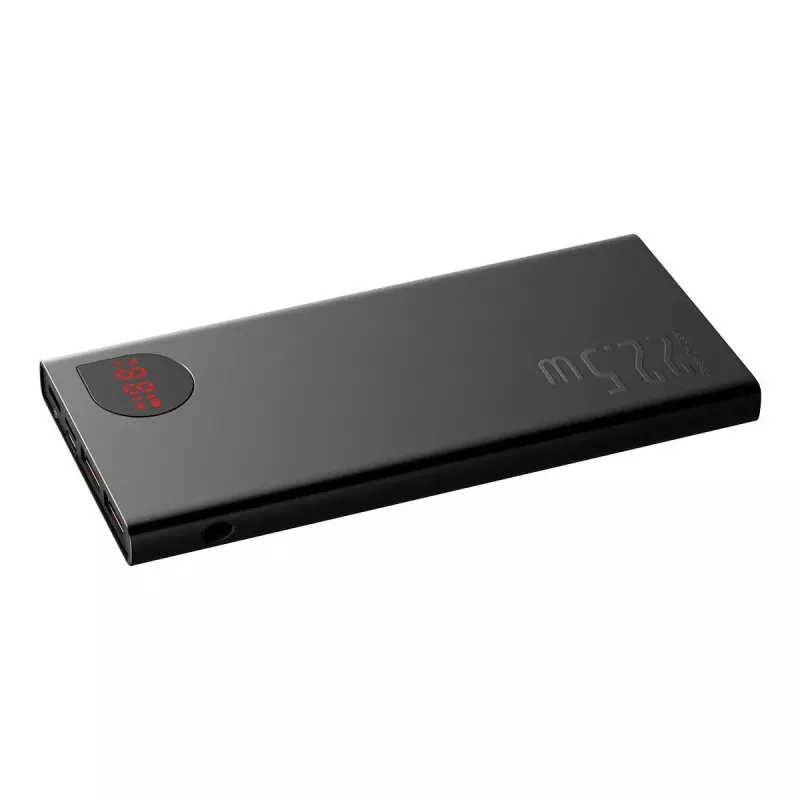 Batería externa Baseus Powerbank Adaman Metal, iones de litio 10000mAh, 2xUSB, USB-C, Lightning, MicroUSB 22,5W (negro)
