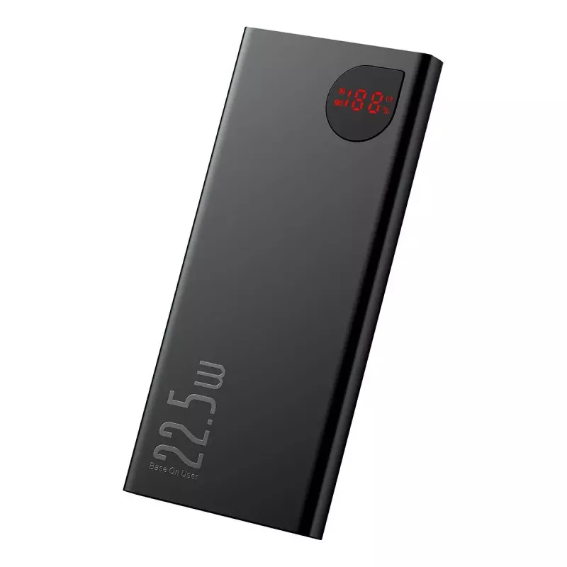 Batería externa Baseus Powerbank Adaman Metal, iones de litio 10000mAh, 2xUSB, USB-C, Lightning, MicroUSB 22,5W (negro)