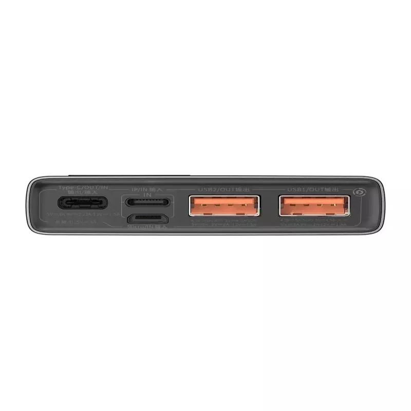 Batería externa Baseus Powerbank Adaman Metal, iones de litio 10000mAh, 2xUSB, USB-C, Lightning, MicroUSB 22,5W (negro)
