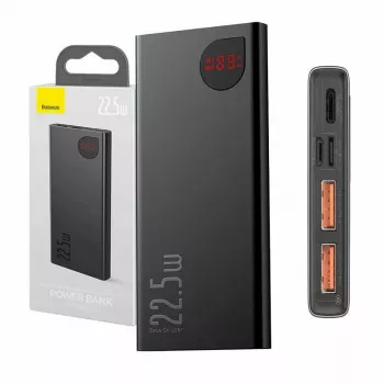 Batería externa Baseus Powerbank Adaman Metal, iones de litio 10000mAh, 2xUSB, USB-C, Lightning, MicroUSB 22,5W (negro)