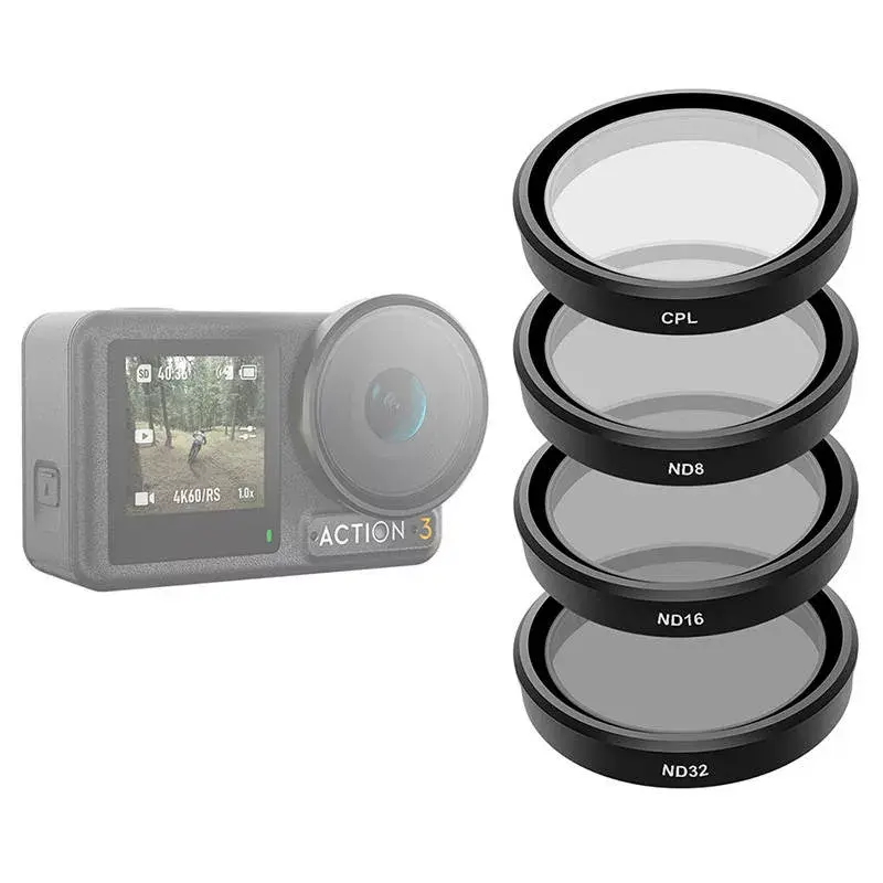 Set de filtros Telesin para DJI Osmo Action 3/4/5 – CPL, ND8, ND16, ND32 (set de 4)