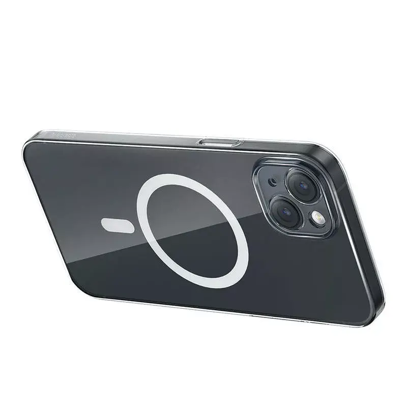 Funda magnética transparente Baseus para iPhone 13, transparente, con protector de pantalla de cristal templado