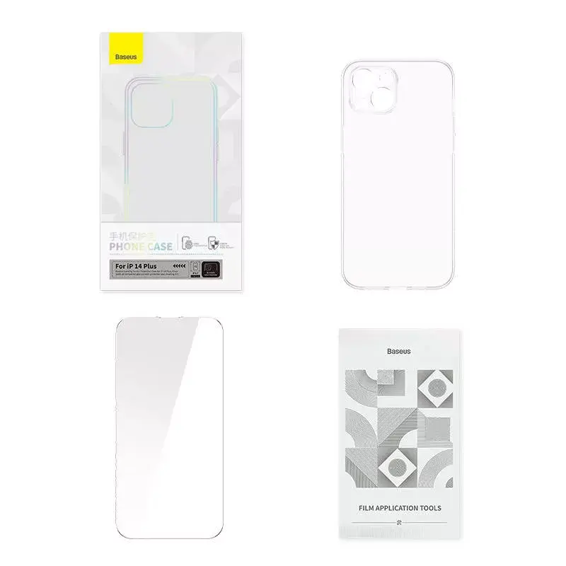 Funda protectora transparente con cristal templado de Baseus para iPhone 14 Plus (P60112202201-02)