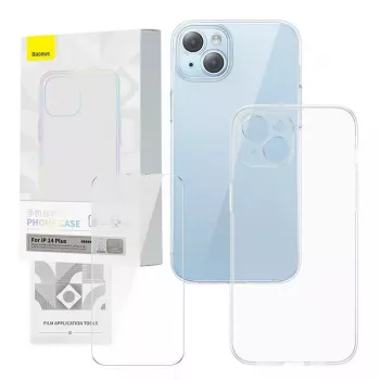 Funda protectora transparente con cristal templado de Baseus para iPhone 14 Plus (P60112202201-02)