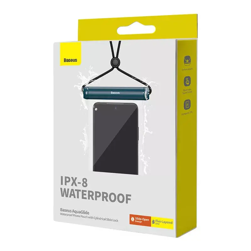 Funda impermeable para móvil Baseus AquaGlide cierre deslizante cilíndrico — azul