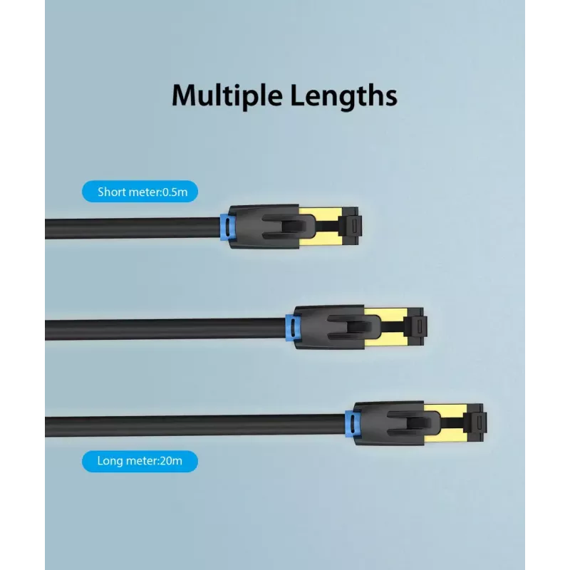 Cable de red Vention Cat.8 S/FTP 1 m negro RJ-45 con contactos bañados en oro