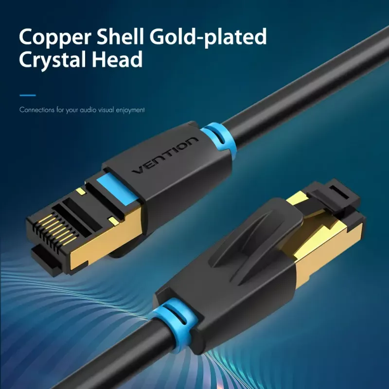 Cable de red Vention Cat.8 S/FTP 1 m negro RJ-45 con contactos bañados en oro