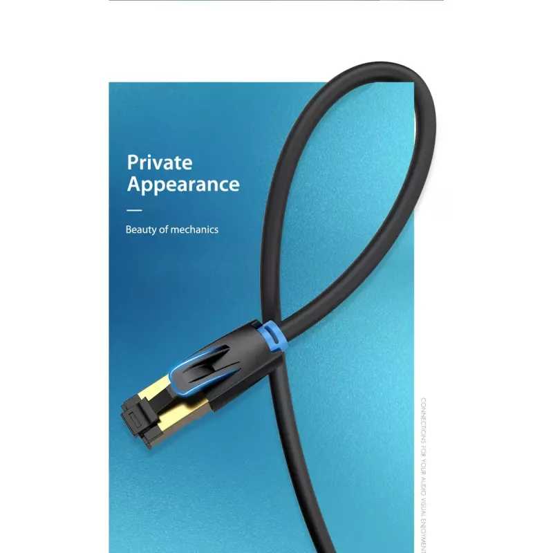 Cable de red Vention Cat.8 S/FTP RJ-45 a RJ-45 3 m, 40GbE, 2000 MHz, negro