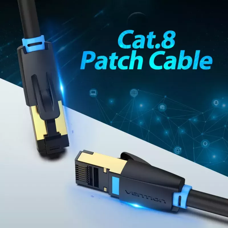 Cable de red Vention Cat.8 S/FTP RJ-45 a RJ-45 3 m, 40GbE, 2000 MHz, negro