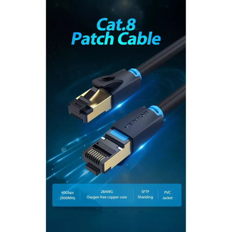 Cable de red Vention Cat.8 SFTP RJ-45 8m negro