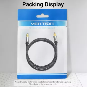 Cable de fibra óptica Vention 3 m TOSLINK macho a macho, gris, funda de nailon, contactos bañados en oro