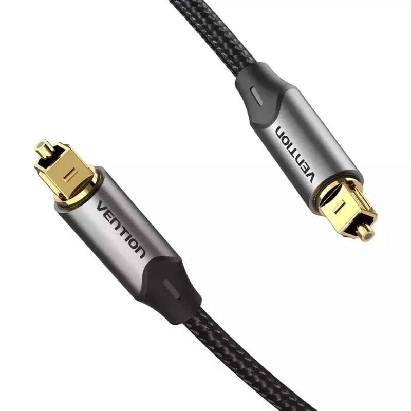 Cable de fibra óptica Vention 3 m TOSLINK macho a macho, gris, funda de nailon, contactos bañados en oro