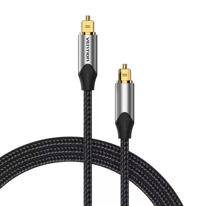 Cable de fibra óptica Vention 3 m TOSLINK macho a macho, gris, funda de nailon, contactos bañados en oro