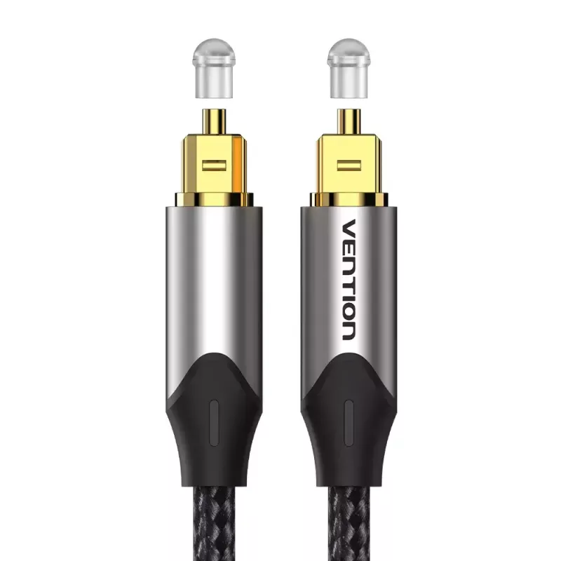 Cable de fibra óptica Vention 3 m TOSLINK macho a macho, gris, funda de nailon, contactos bañados en oro