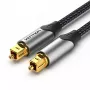Cable de fibra óptica Vention 3 m TOSLINK macho a macho, gris, funda de nailon, contactos bañados en oro