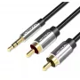 Cable de audio Vention 3,5 mm jack a 2× RCA macho, 3 m, negro, contactos bañados en oro
