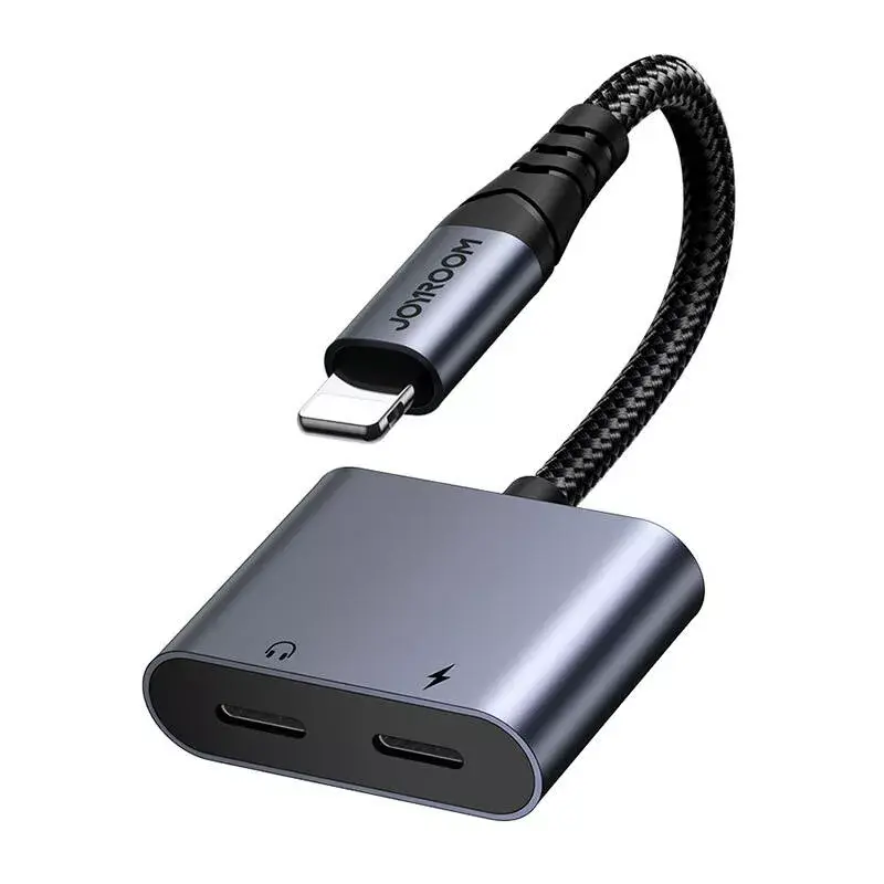 Adaptador de audio 2 en 1 Joyroom SY-L01 Lightning a 3,5 mm + Lightning, negro