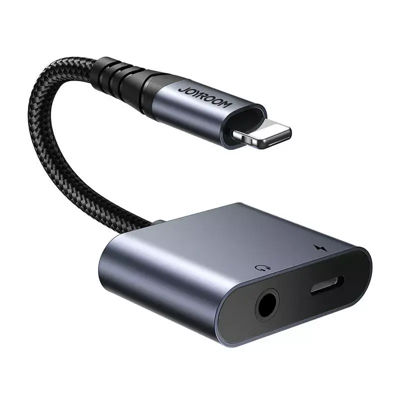 Adaptador de audio 2 en 1 Joyroom SY-L01 Lightning a 3,5 mm + Lightning, negro