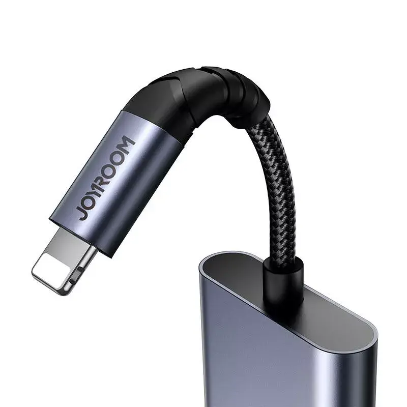 Adaptador de audio 2 en 1 Joyroom SY-L01 Lightning a 3,5 mm + Lightning, negro