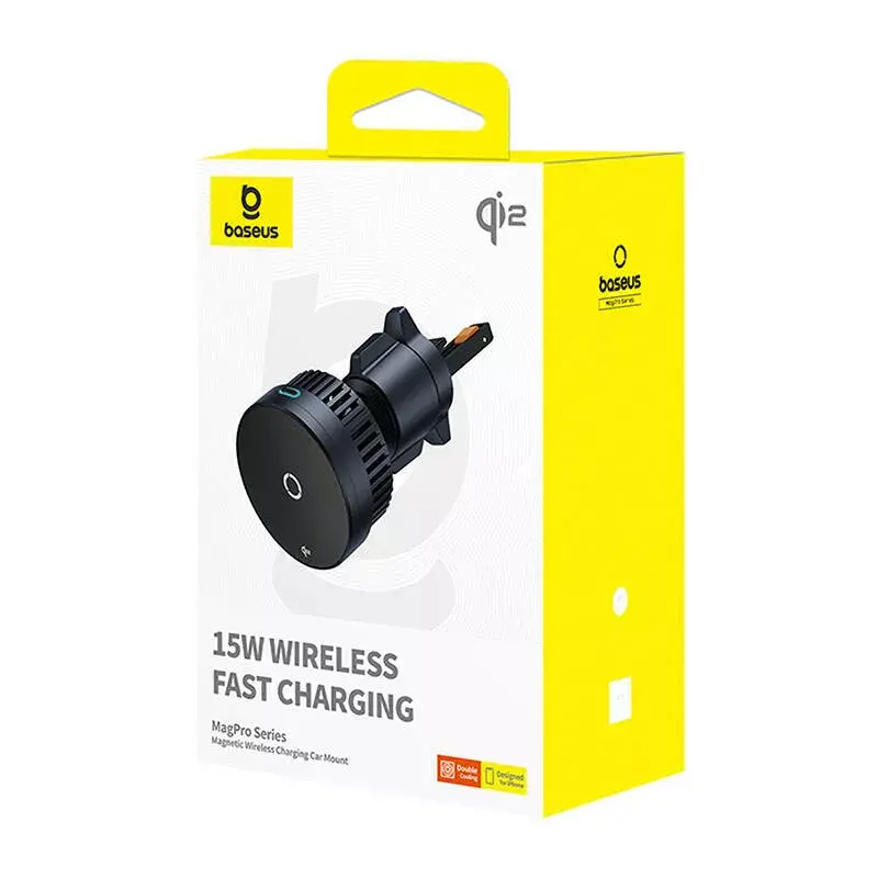 Soporte para coche Baseus MagPro C40164100121-01 15W Qi2.0 negro – cargador inalámbrico magnético para teléfonos compatibles con Qi2.0
