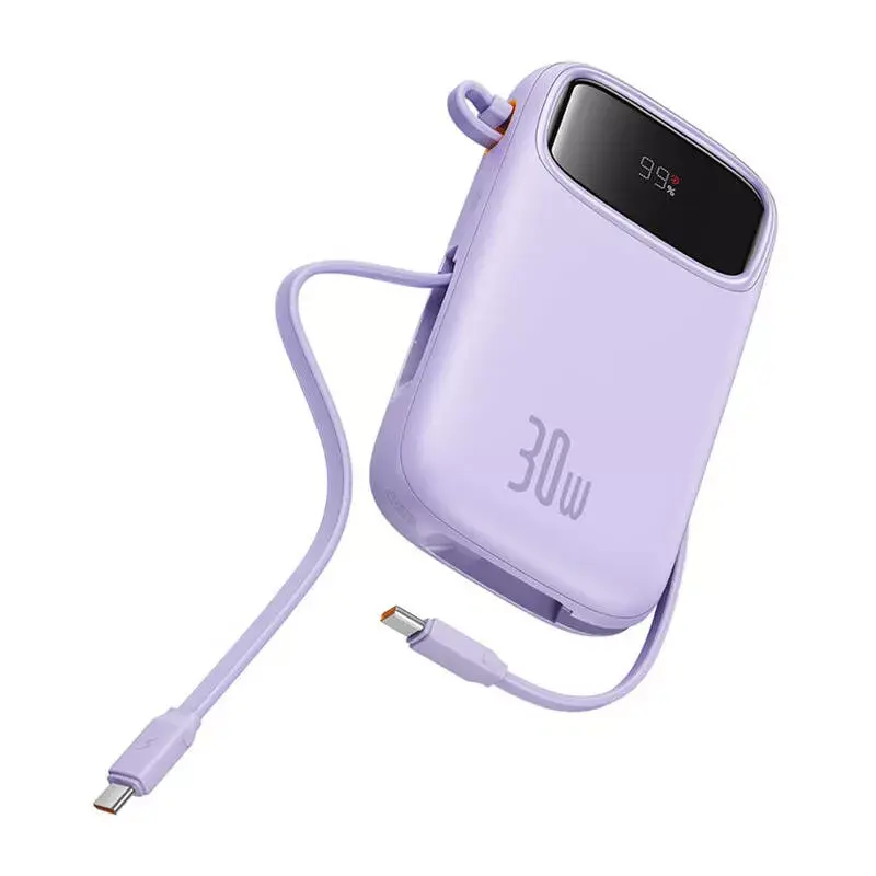 Cargador portátil Baseus QPow 2 10000mAh 30W 2xUSB-C batería portátil (morada)