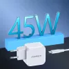 CHOETECH PD8007 cargador GaN USB-C de 45 W, PD3.0, QC3.0, PPS, EU, blanco