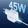 CHOETECH PD8007 cargador GaN USB-C de 45 W, PD3.0, QC3.0, PPS, EU, blanco