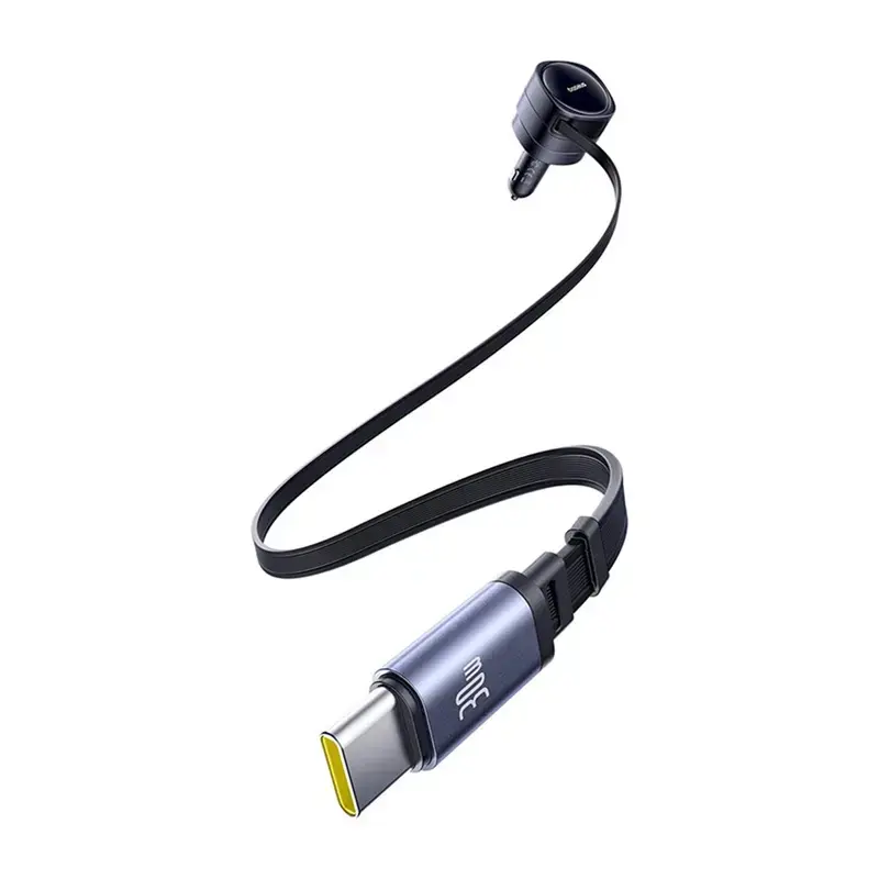 Cargador de coche Baseus Enjoyment Max 60W con cables USB-C integrados, salida de 60W