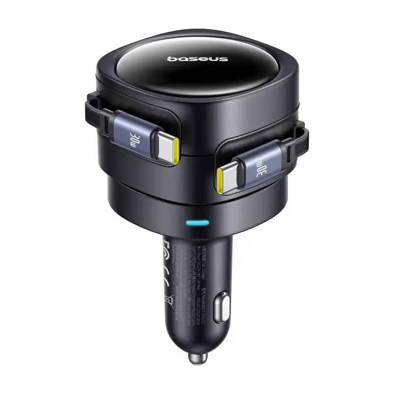 Cargador de coche Baseus Enjoyment Max 60W con cables USB-C integrados, salida de 60W