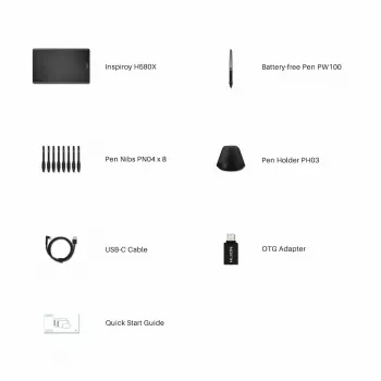 Tableta gráfica HUION Inspiroy H580X — superficie activa 8,5×5,0