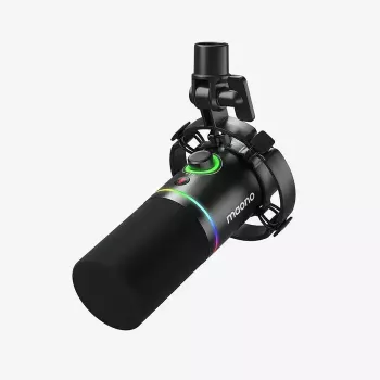 Micrófono para podcast MAONO PD200X negro — con cable XLR/USB-C, sensibilidad -52 dB, 40–16000 Hz