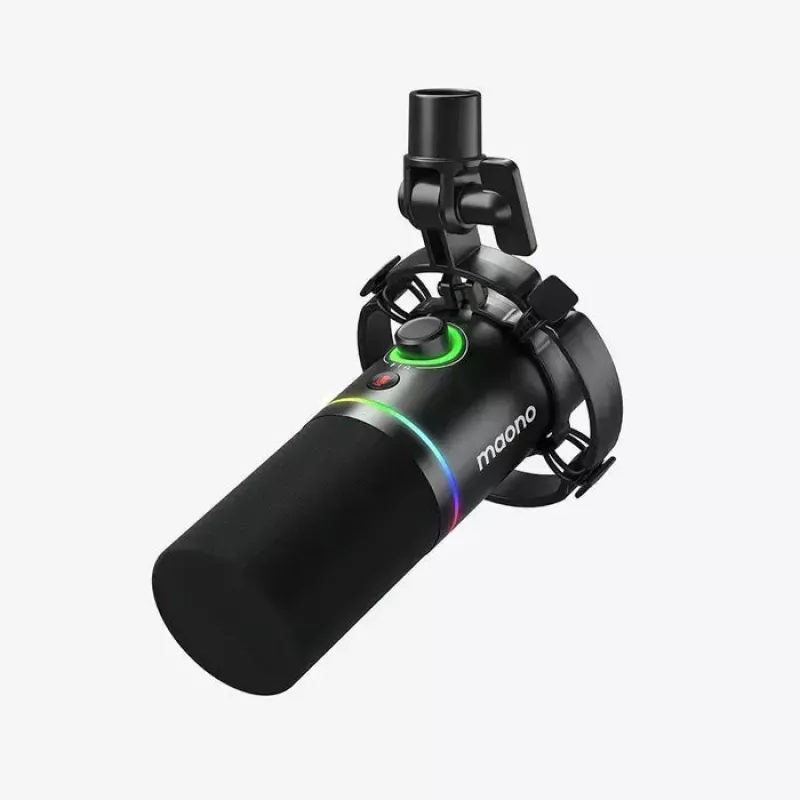 MAONO PD200X micrófono dinámico, iluminación RGB, metal, negro