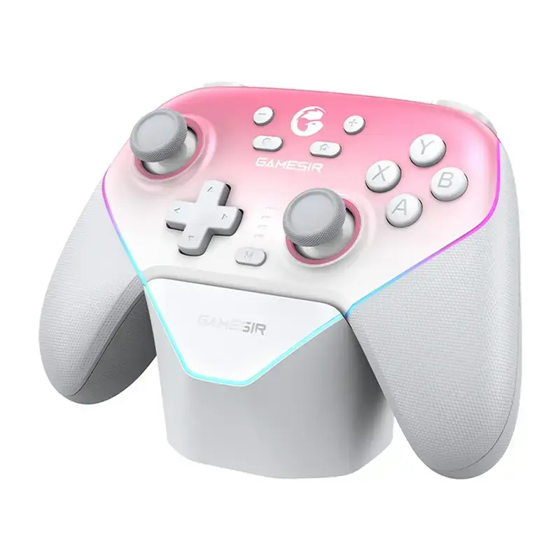 Mando inalámbrico GameSir SuperNova T4n Pro rosa — Bluetooth, diseño ergonómico de mano
