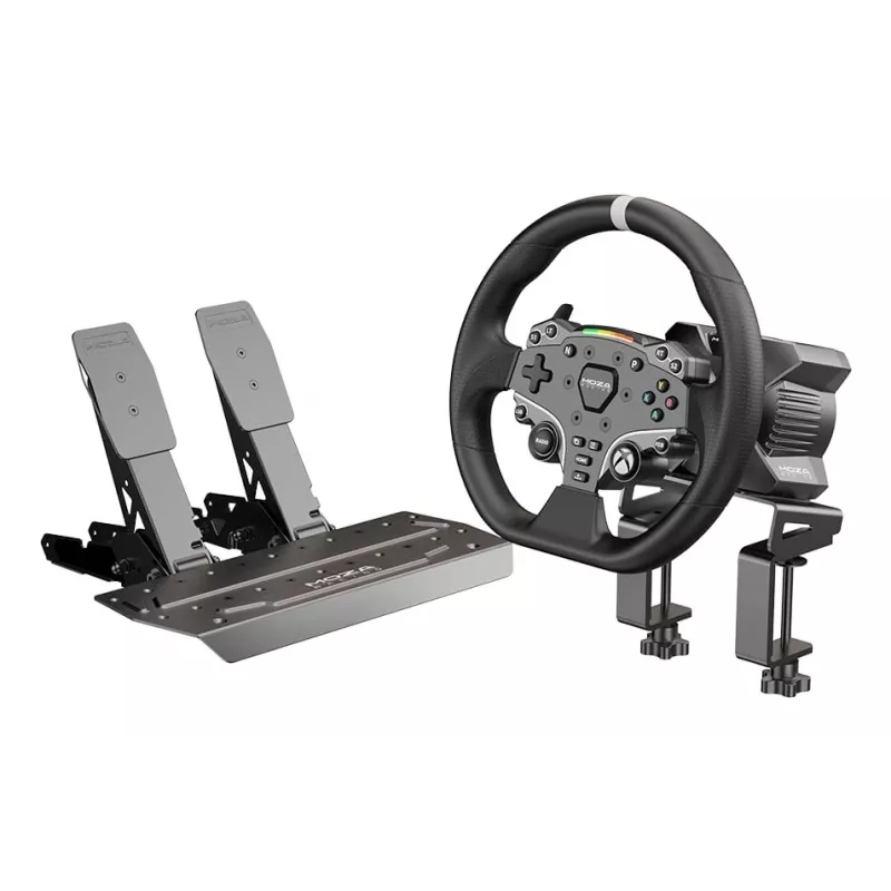 Pack Moza Racing R3 para XBOX y PC, volante + pedales, PC, Xbox One, Xbox Series S, Xbox Series X, botón Home, 360°, Direct Drive, ajustable