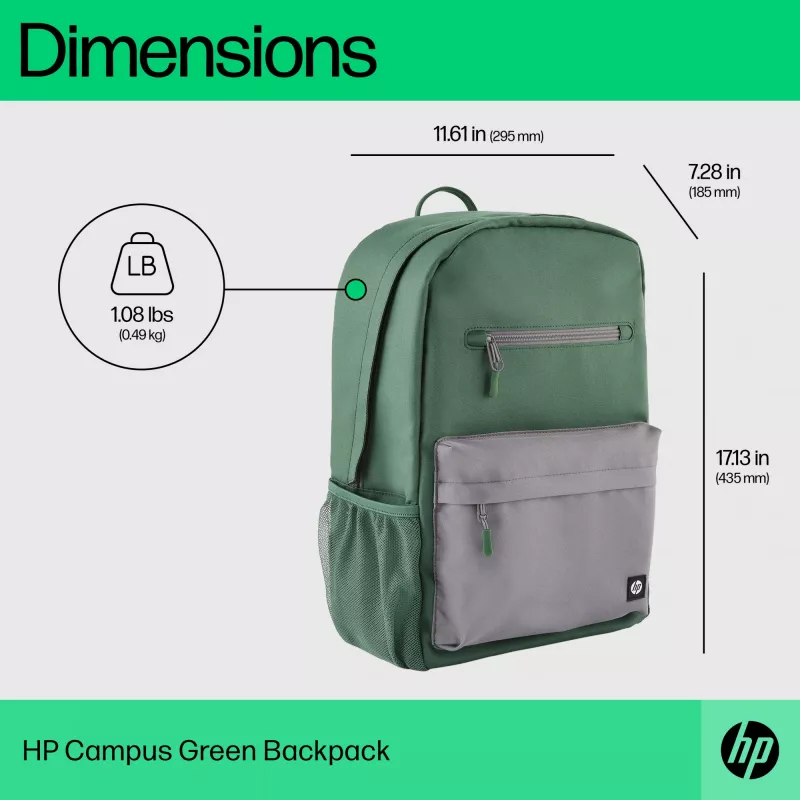 Mochila casual HP Campus verde Backpack verde gris poliéster