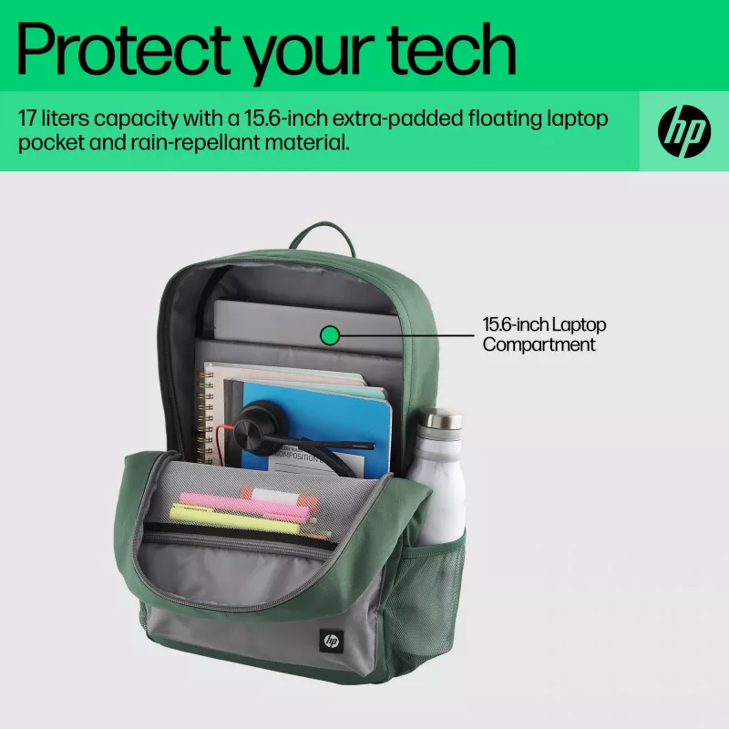 Mochila casual HP Campus verde Backpack verde gris poliéster