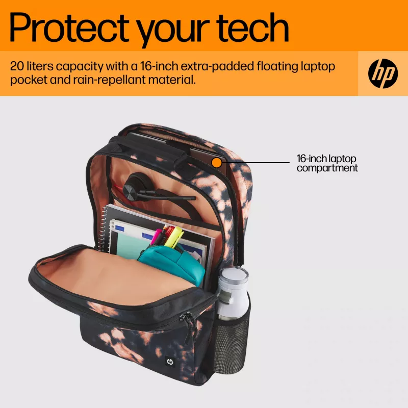 Mochila casual HP Campus XL Tie Dye mochila negra estampada