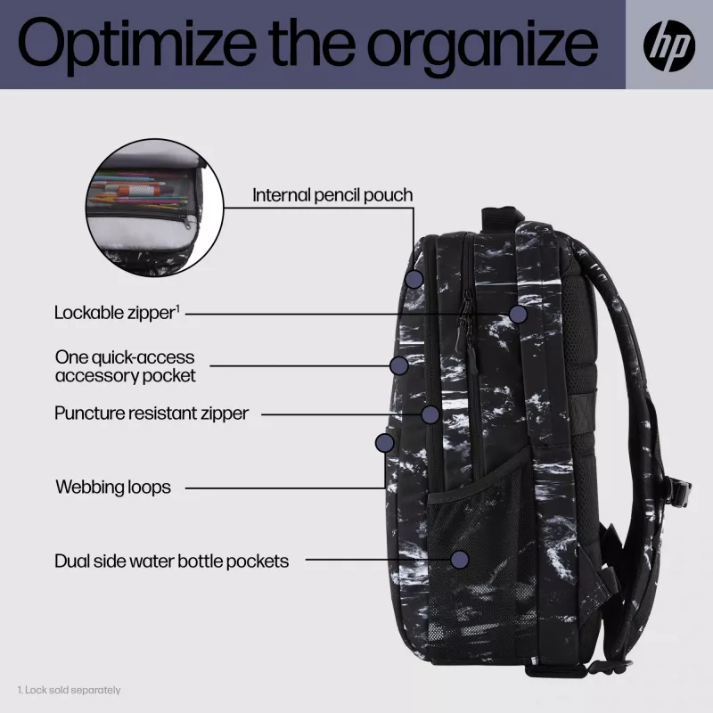 Mochila de ocio HP Campus XL Marble Stone mochila negra gris