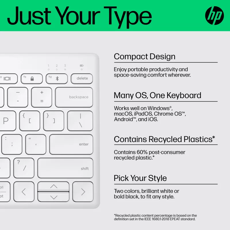 Teclado Bluetooth multidispositivo compacto HP 350