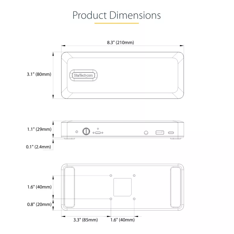 Dock para portátil/replicador de puertos StarTech.com DK31C3MNCRUE con cable USB 3.2 Gen 2 (3.1 Gen 2) Type-C