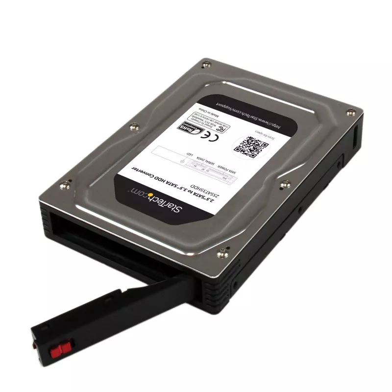 Carcasa adaptadora de disco duro SATA de aluminio StarTech.com de 2,5 pulgadas a 3,5 pulgadas con altura de SSD/HDD hasta 12,5 mm