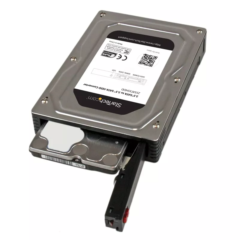 Carcasa adaptadora de disco duro SATA de aluminio StarTech.com de 2,5 pulgadas a 3,5 pulgadas con altura de SSD/HDD hasta 12,5 mm