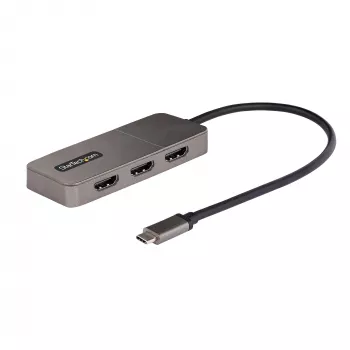 Hub MST USB-C de 3 puertos StarTech.com – Adaptador USB Type-C a 3x HDMI multipantalla para portátil – Triple HDMI hasta 4K 60Hz con DP 1.4 Alt Mode y DSC – HDR – cable de 30 cm – solo Windows