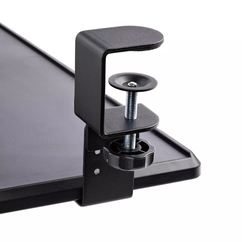 Bandeja de teclado bajo mesa StarTech.com, soporte ergonómico de teclado con abrazaderas, hasta 12 kg, bandeja extraíble para teclado y ratón con abrazaderas en C, bandeja de teclado regulable en altura (100/120/140 mm)