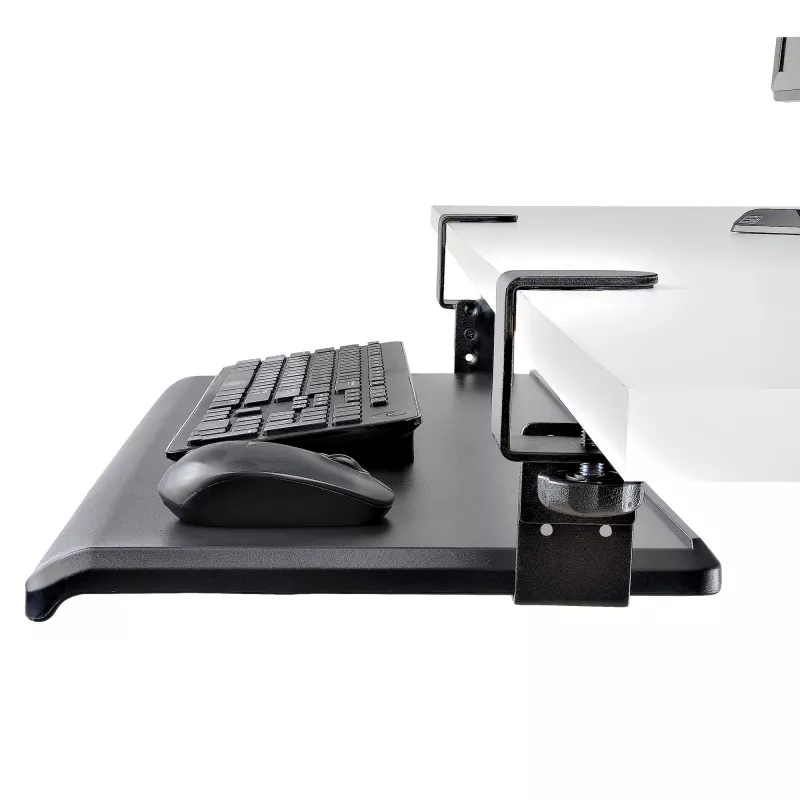 Bandeja de teclado bajo mesa StarTech.com, soporte ergonómico de teclado con abrazaderas, hasta 12 kg, bandeja extraíble para teclado y ratón con abrazaderas en C, bandeja de teclado regulable en altura (100/120/140 mm)