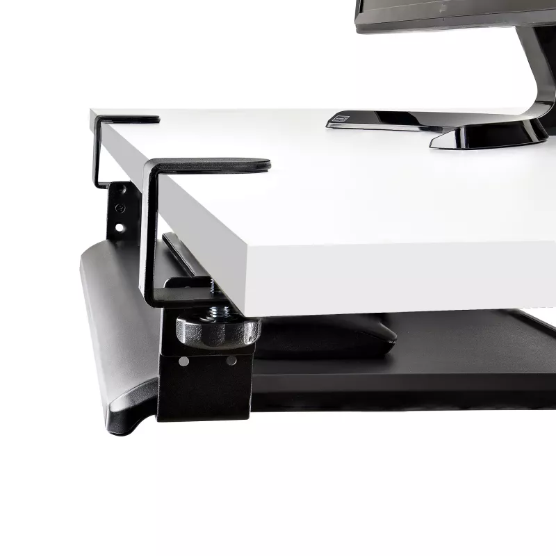 Bandeja de teclado bajo mesa StarTech.com, soporte ergonómico de teclado con abrazaderas, hasta 12 kg, bandeja extraíble para teclado y ratón con abrazaderas en C, bandeja de teclado regulable en altura (100/120/140 mm)